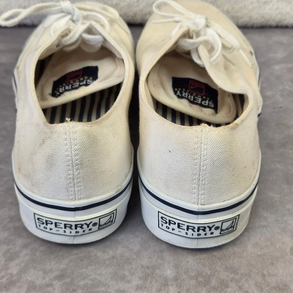 Sperry Top-Sider Marine Mens 10M Cream Canvas Low Top Sneakers 0563551